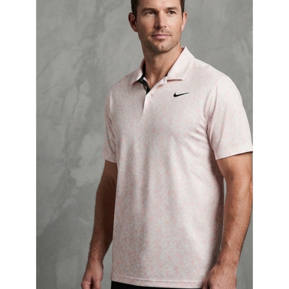 Nike Dri-Fit Golf Performance Floral Print‎ Short Sleeve Polo Shirt Pink XXL